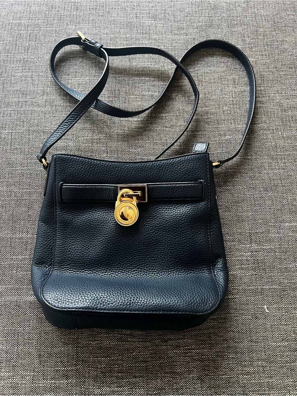 Michael Kors Navy Leather Crossbody Bag Gold Hardware